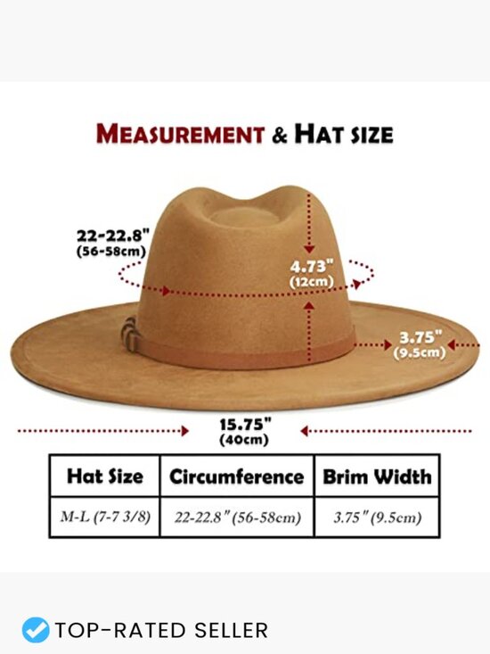 Wide Brim Fedora Hat - Felt Panama Rancher Western Style Adjustable main image 5